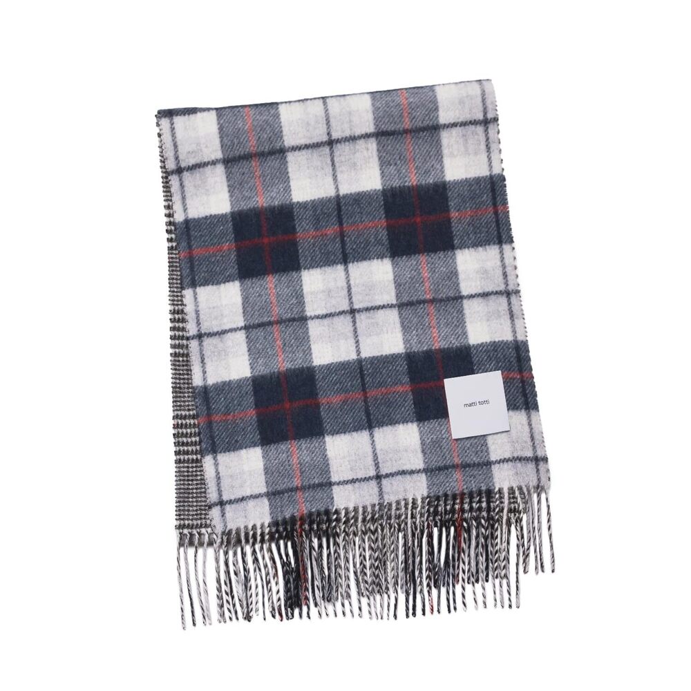 Navy Gray F Cashmere Muffler Cashmere Muffler Large Thick Men's Plaid 7231